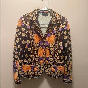 Liola 100% Italian Wool Women's Floral Pattern Blazer SIZE 8